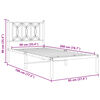 vidaXL Cadre de lit m&eacute;tal sans matelas avec t&ecirc;te de lit noir 90x200 cm