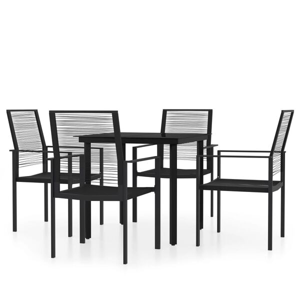 vidaXL Ensemble &agrave; manger de jardin 5 pcs Noir