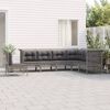vidaXL Salon de jardin 7 pcs avec coussins Gris R&eacute;sine tress&eacute;e
