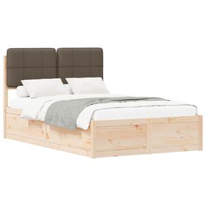 vidaXL Cadre de lit avec t&ecirc;te de lit rembourr&eacute;e Taupe 120 x 200 cm
