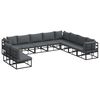 vidaXL Ensemble de canap&eacute; de jardin avec coussin 10 pcs Noir Aluminium