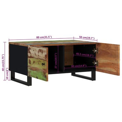 vidaXL Table basse 80x50x40 cm Bois de récupération et d'ingénierie
