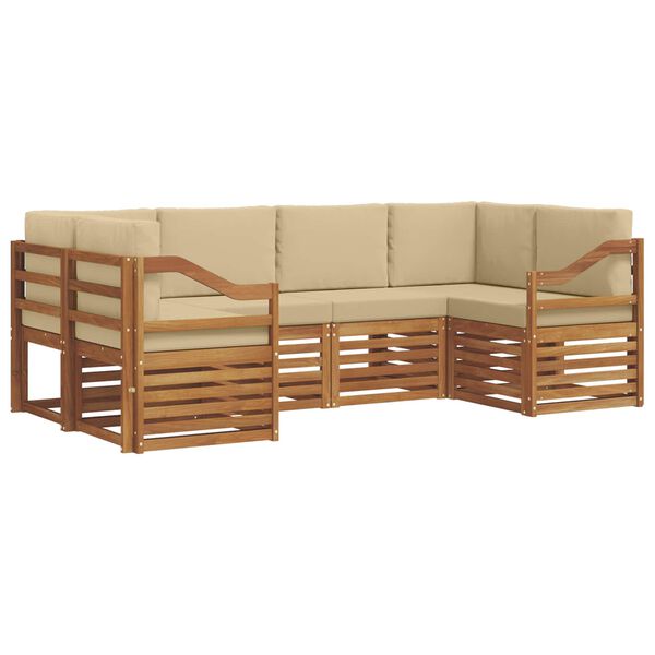 vidaXL Ensemble de canap&eacute; d'angle 6 pcs Naturel Bois d'Acacia Massif