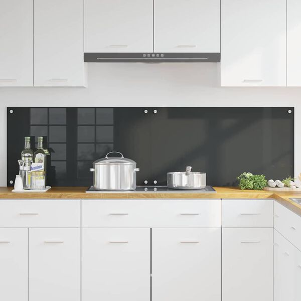 vidaXL Protection de cuisine 2 pcs Gris fonc&eacute; 90 x 50 cm verre tremp&eacute;