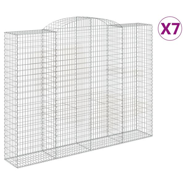 vidaXL Paniers &agrave; gabions arqu&eacute;s 7 pcs 300x50x220/240 cm fer galvanis&eacute;