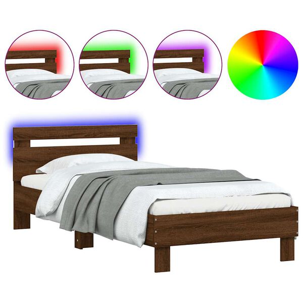vidaXL Cadre de lit sans matelas avec lumi&egrave;res LED 75x190 cm