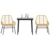vidaXL Ensemble &agrave; manger de jardin 3pcs marron r&eacute;sine tress&eacute;e verre
