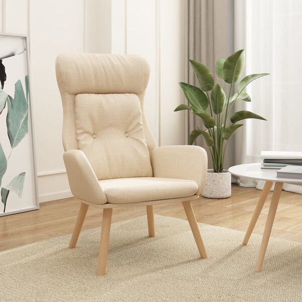 vidaXL Chaise de relaxation Cr&egrave;me Tissu