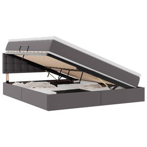 vidaXL Lit avec rangement et LED Gris 180 x 200 cm Cuir synth&eacute;tique