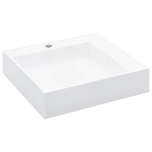 vidaXL Lavabo 50x50x12,3 cm Fonte min&eacute;rale/marbre Blanc