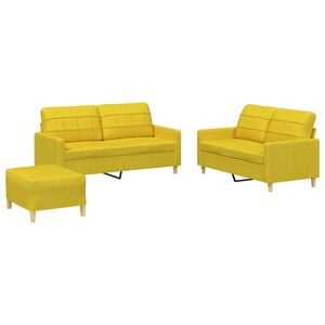 vidaXL Ensemble de canap&eacute;s 3 pcs avec coussins Jaune clair Tissu