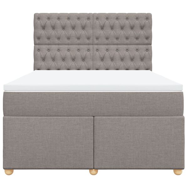 vidaXL Sommier &agrave; lattes de lit avec matelas Taupe 160x200 cm Tissu