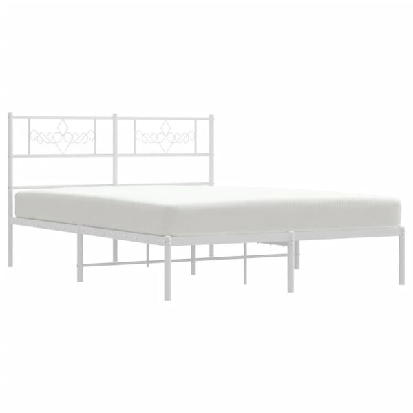 vidaXL Cadre de lit m&eacute;tal sans matelas et t&ecirc;te de lit blanc 120x190 cm