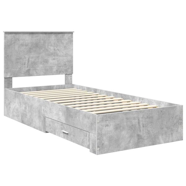 vidaXL Cadre de lit Gris b&eacute;ton 100 x 200 cm Bois d'ing&eacute;nierie