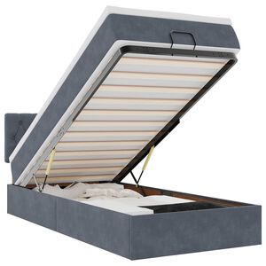 vidaXL Cadre de lit ottoman avec matelas gris fonc&eacute; 100x200 cm velours