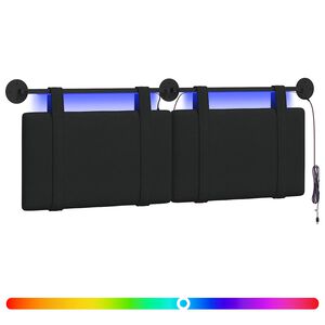 vidaXL T&ecirc;te de lit suspendue Avec lumi&egrave;re LED Noir Tissu