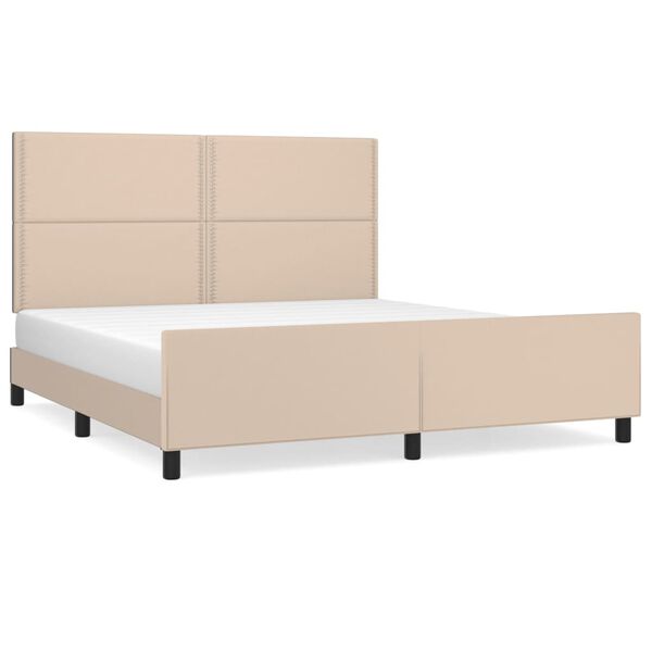 vidaXL Cadre de lit avec t&ecirc;te de lit Cappuccino 180x200 cm Similicuir