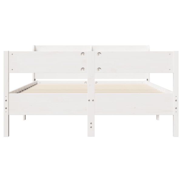 vidaXL Cadre de lit sans matelas blanc 135x190 cm bois de pin massif