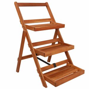 vidaXL Support de jardini&egrave;re &agrave; 3 niveaux 50x63x80 cm Acacia solide
