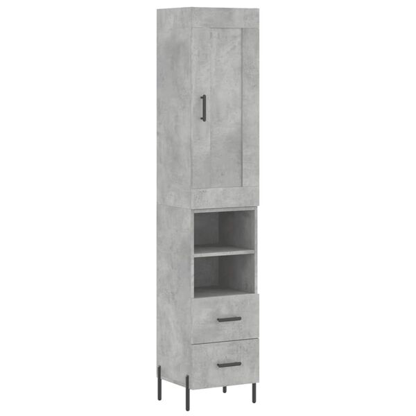 vidaXL Buffet haut Gris b&eacute;ton 34,5x34x180 cm Bois d'ing&eacute;nierie