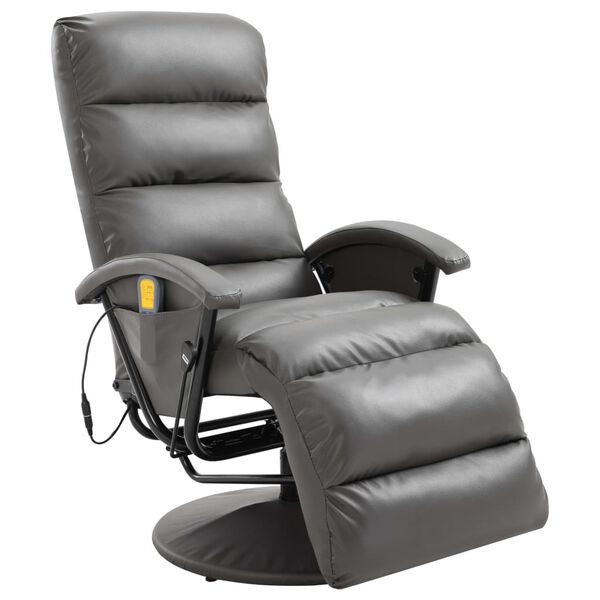 vidaXL Fauteuil de massage TV inclinable gris similicuir