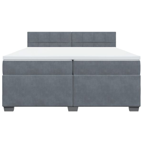 vidaXL Sommier &agrave; lattes de lit et matelas Gris fonc&eacute; 200x200cm Velours