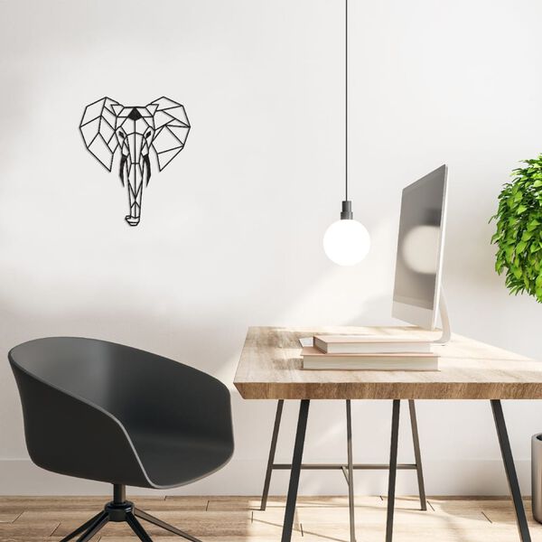 Homemania D&eacute;coration murale &Eacute;l&eacute;phant 45x52 cm Acier Noir