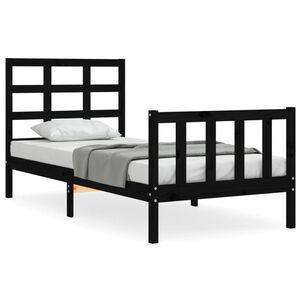 vidaXL Cadre de lit sans matelas noir bois de pin massif
