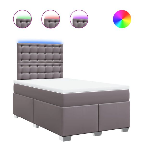 vidaXL Sommier &agrave; lattes de lit avec matelas gris 120x190 cm similicuir