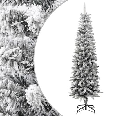 vidaXL Sapin de Noël artificiel mince avec neige floquée 180 cm PVC/PE