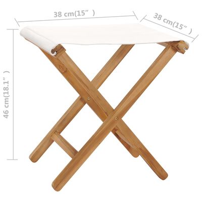 vidaXL Chaises pliables lot de 2 Bois teck solide et tissu Blanc crème