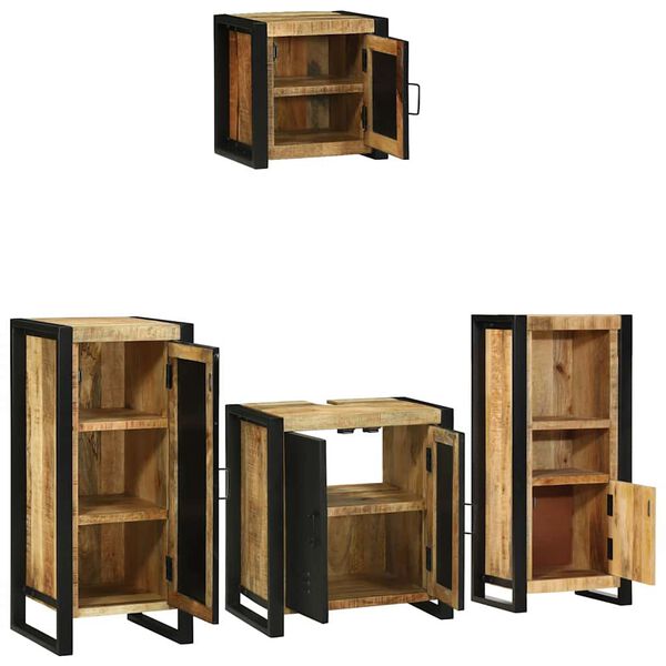 vidaXL Ensemble de mobilier de salle de bain avec &eacute;tag&egrave;re 4 pcs