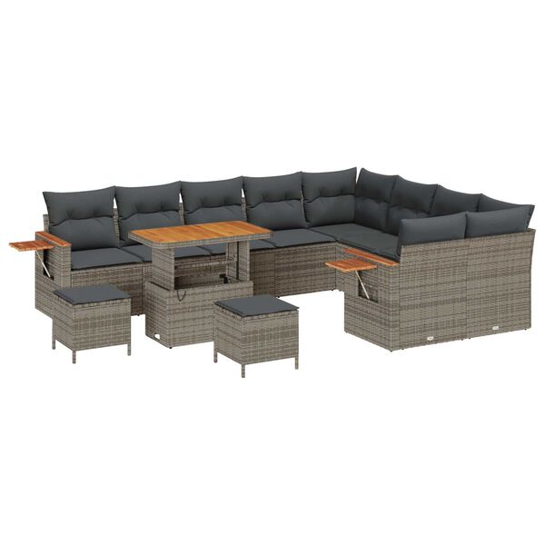 vidaXL Ensemble de canap&eacute; de jardin avec coussin 12 pcs Gris