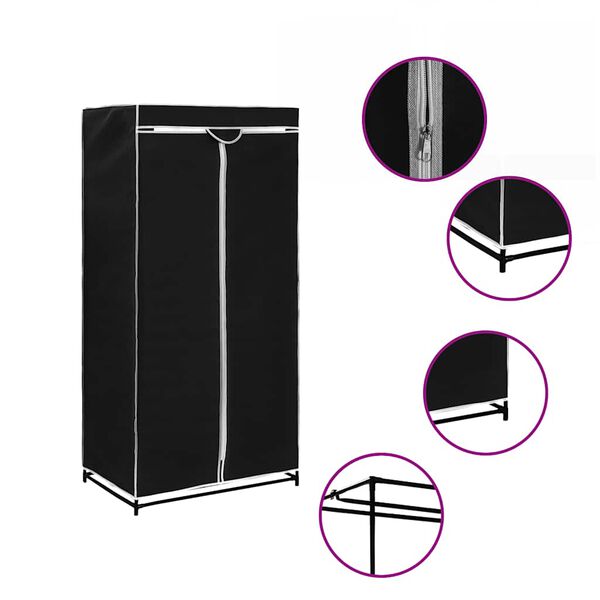 vidaXL Garde-robe Noir 75x50x160 cm