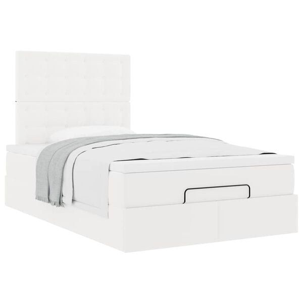 VidaXL Cadre de lit ottoman avec matelas blanc 120x200 cm similicuir