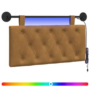 vidaXL T&ecirc;te de lit suspendue Avec lumi&egrave;re LED Marron Velours