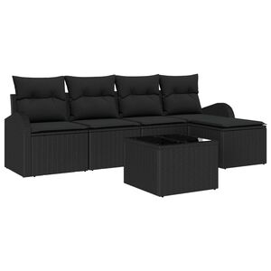 vidaXL Ensemble de Canap&eacute;s avec coussin 6 pcs Noir polyrotin