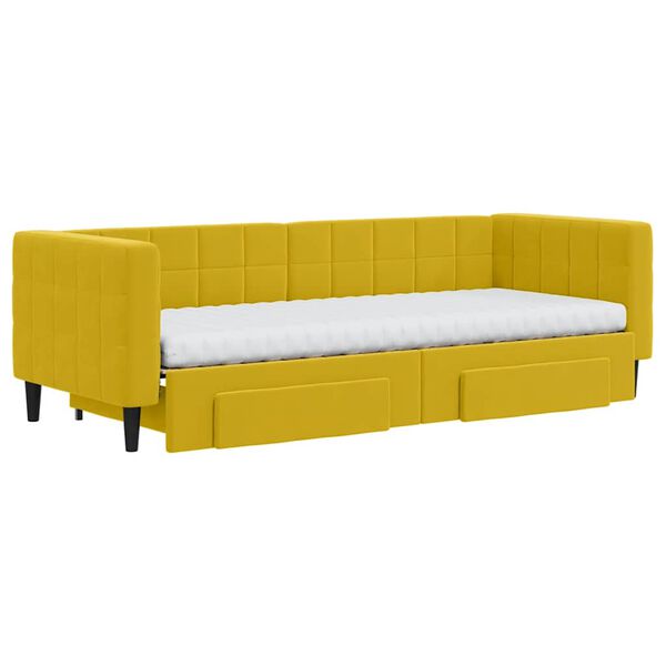 vidaXL Lit de jour avec gigogne et tiroirs jaune 80x200 cm velours