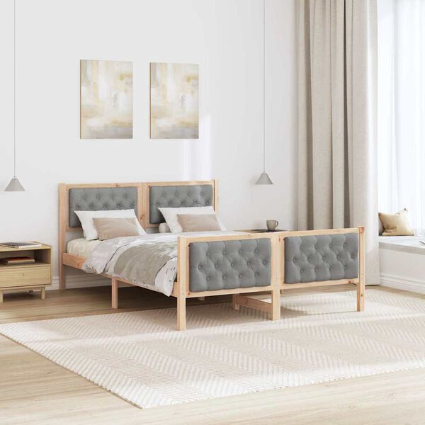 vidaXL Cadre de lit Gris clair 150 x 200 cm Pin massif