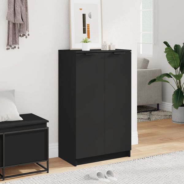 vidaXL Armoire &agrave; chaussures noir 59x35x100 cm bois d'ing&eacute;nierie