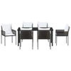 vidaXL Ensemble de salle &agrave; manger pour jardin 7 pcs Marron et Noir