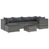 vidaXL Salon de jardin 7 pcs avec coussins Gris R&eacute;sine tress&eacute;e