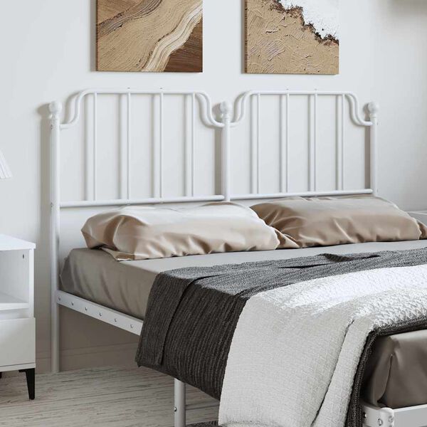 vidaXL T&ecirc;te de lit m&eacute;tal blanc 150 cm