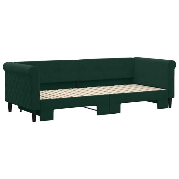 vidaXL Lit de jour avec gigogne sans matelas vert fonc&eacute; 80x200 cm