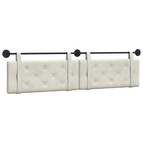 vidaXL T&ecirc;te de lit suspendue Cr&egrave;me 210 x 55 x 5 cm Velours