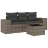 vidaXL Salon de jardin 4 pcs avec coussins gris r&eacute;sine tress&eacute;e