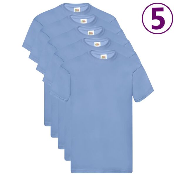 Fruit of the Loom T-shirts originaux 5 pcs Bleu clair XL Coton