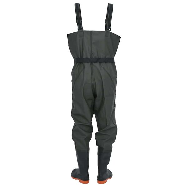 vidaXL Cuissardes avec bottes et ceinture vert fonc&eacute; taille 45