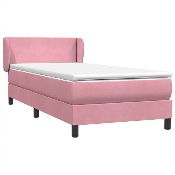 vidaXL Sommier &agrave; lattes de lit avec matelas rose 80x220 cm velours