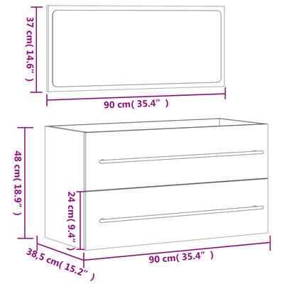 vidaXL Armoire de salle de bain avec miroir blanc bois d'ingénierie